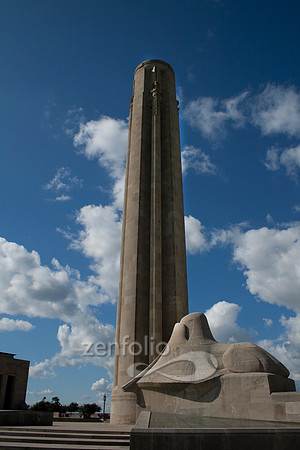 Color photograph of the Liberty Memorial and sphinx in Kansas City, MO