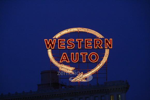 Western Auto Sign at Night