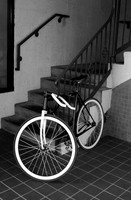 Black & White photograph of a bicycle parked on the Plaza in Kansas City, Missouri by Crystal Nederman