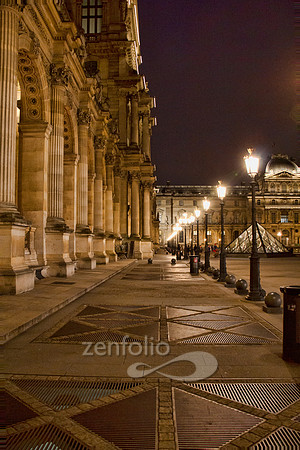 Louvre Walkway at night, photographed by Crystal Nederman