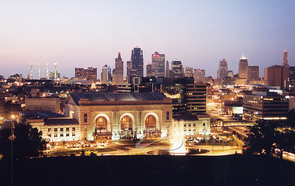 Union Station in Kansas City, evening.